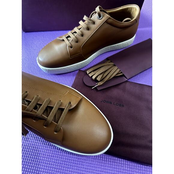 John Lobb Men Molton Sneakers Trainers NEW Size 7.5 UK, 8.5 US Cognac Leather - Picture 10 of 16